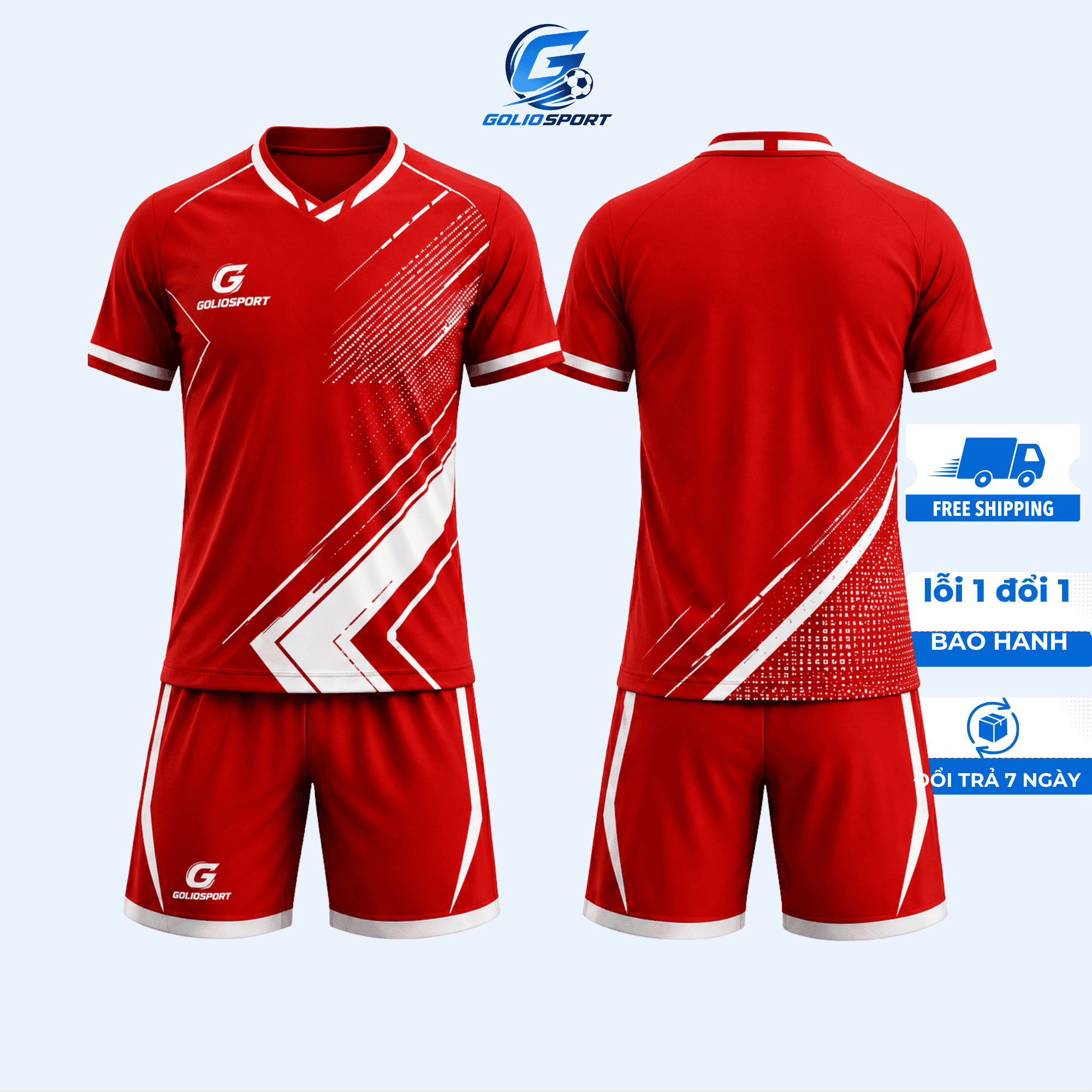 Áo đá bóng in theo yêu cầu Đỏ - Golio Sport 1 Áo đá bóng in theo yêu cầu Đỏ - Golio Sport