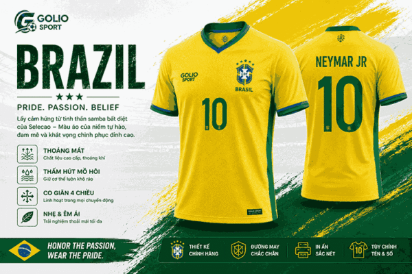 Áo Đá Bóng Đội Tuyển Brazil 2026